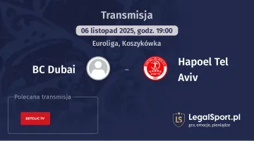 BC Dubai - Hapoel Tel Aviv gdzie oglądać? (06.11)