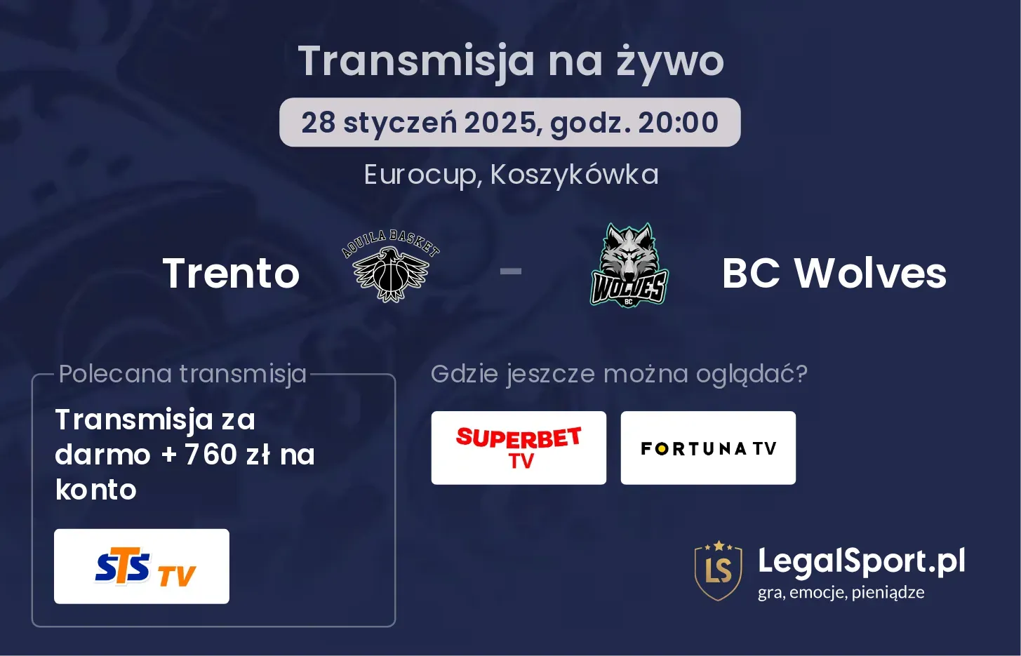 Trento - BC Wolves gdzie oglądać?