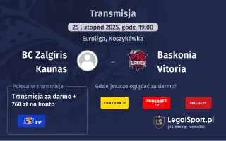 BC Zalgiris Kaunas - Baskonia Vitoria gdzie oglądać? (25.11)
