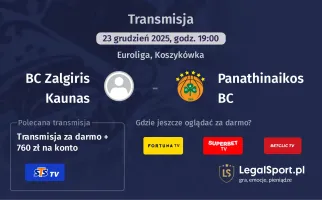 BC Zalgiris Kaunas - Panathinaikos BC gdzie oglądać? (23.12)