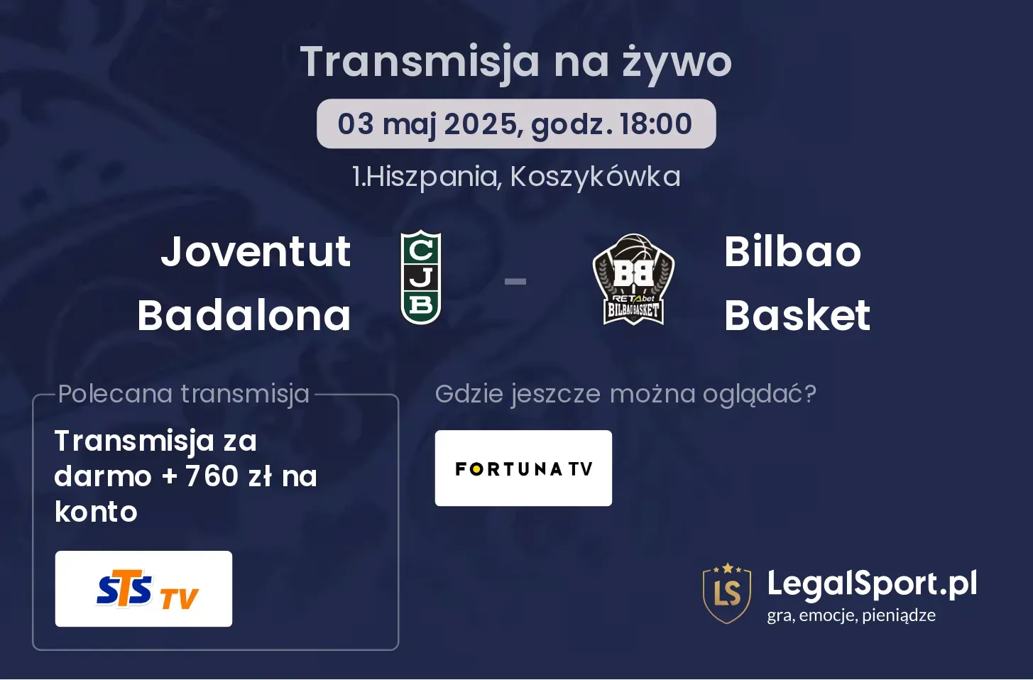 Joventut Badalona - Bilbao Basket gdzie oglądać transmisję?