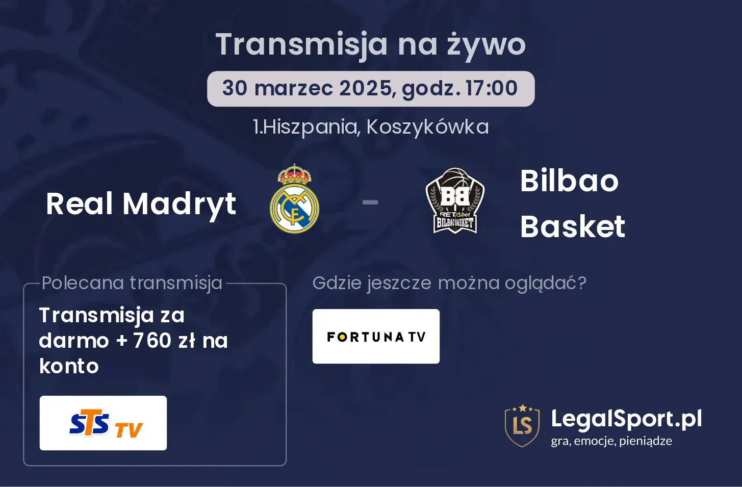 Real Madryt - Bilbao Basket gdzie oglądać?