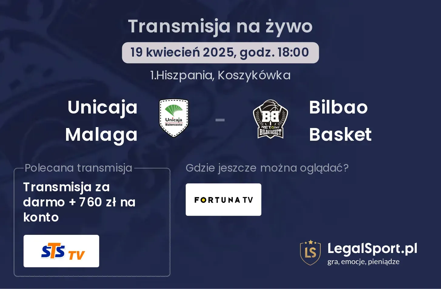 Unicaja Malaga - Bilbao Basket gdzie oglądać?