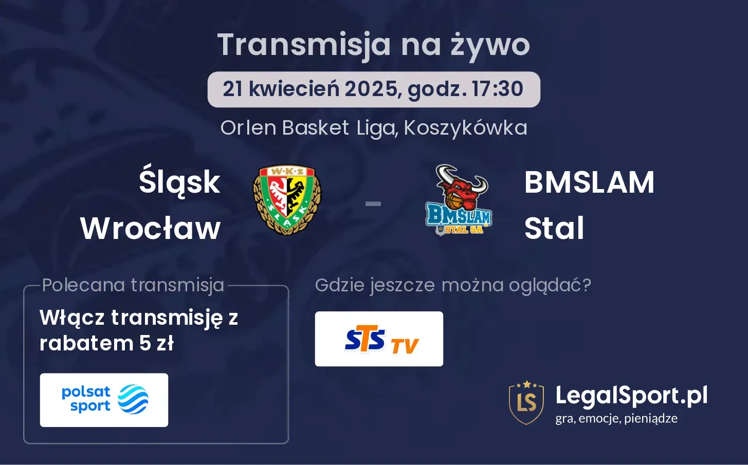 Śląsk Wrocław - BMSLAM Stal gdzie oglądać?