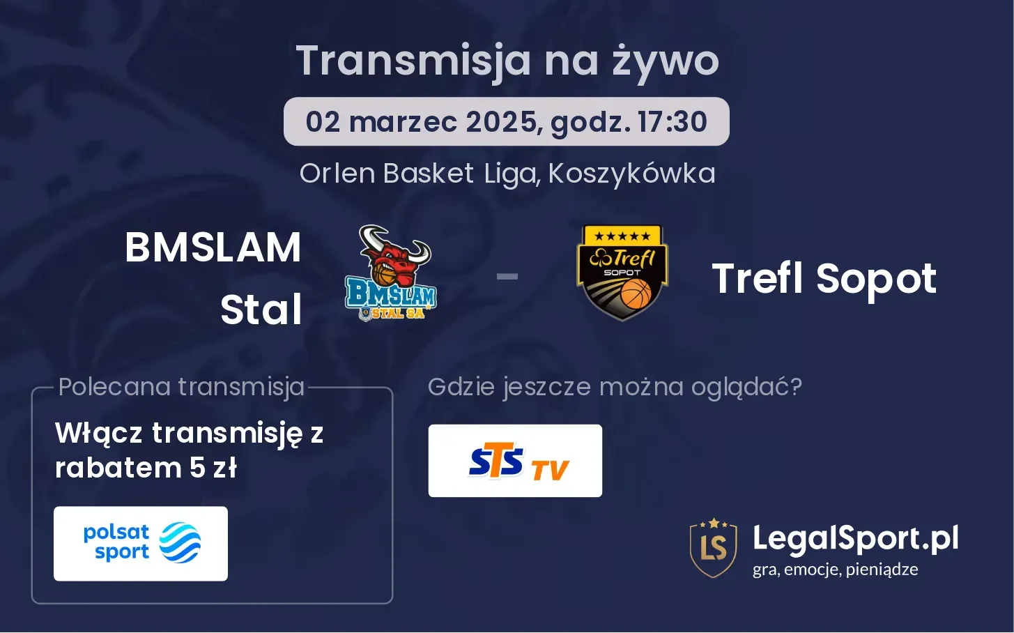 BMSLAM Stal - Trefl Sopot gdzie oglądać?