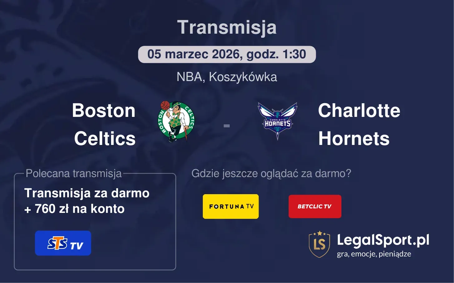 Boston Celtics - Charlotte Hornets Transmisje