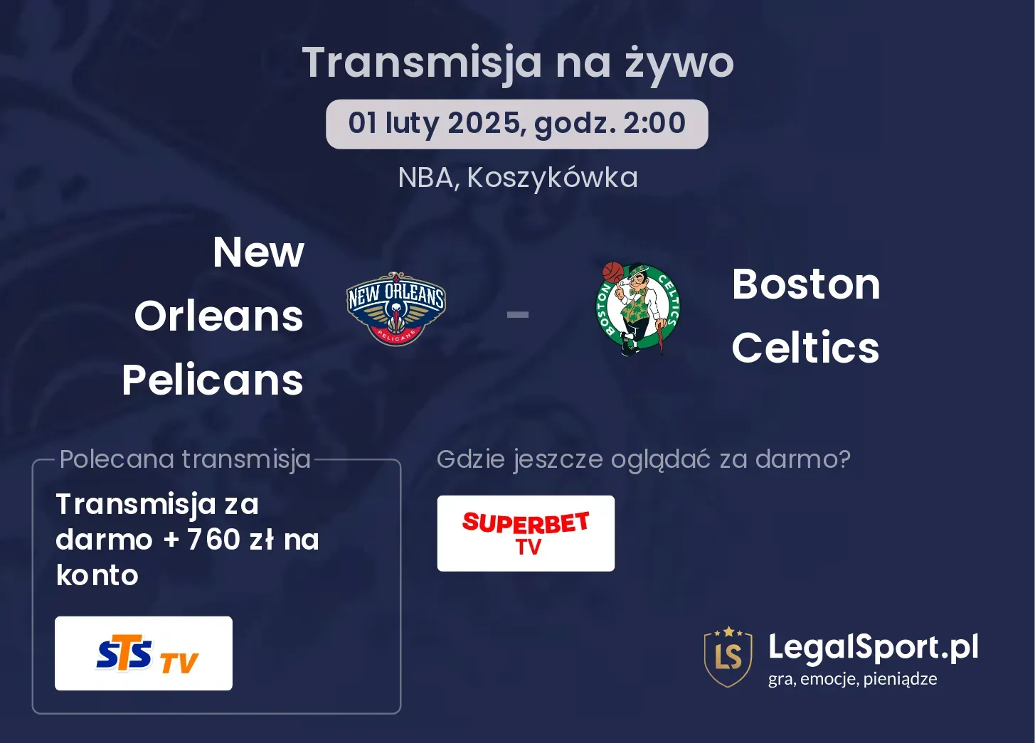 New Orleans Pelicans - Boston Celtics gdzie oglądać?