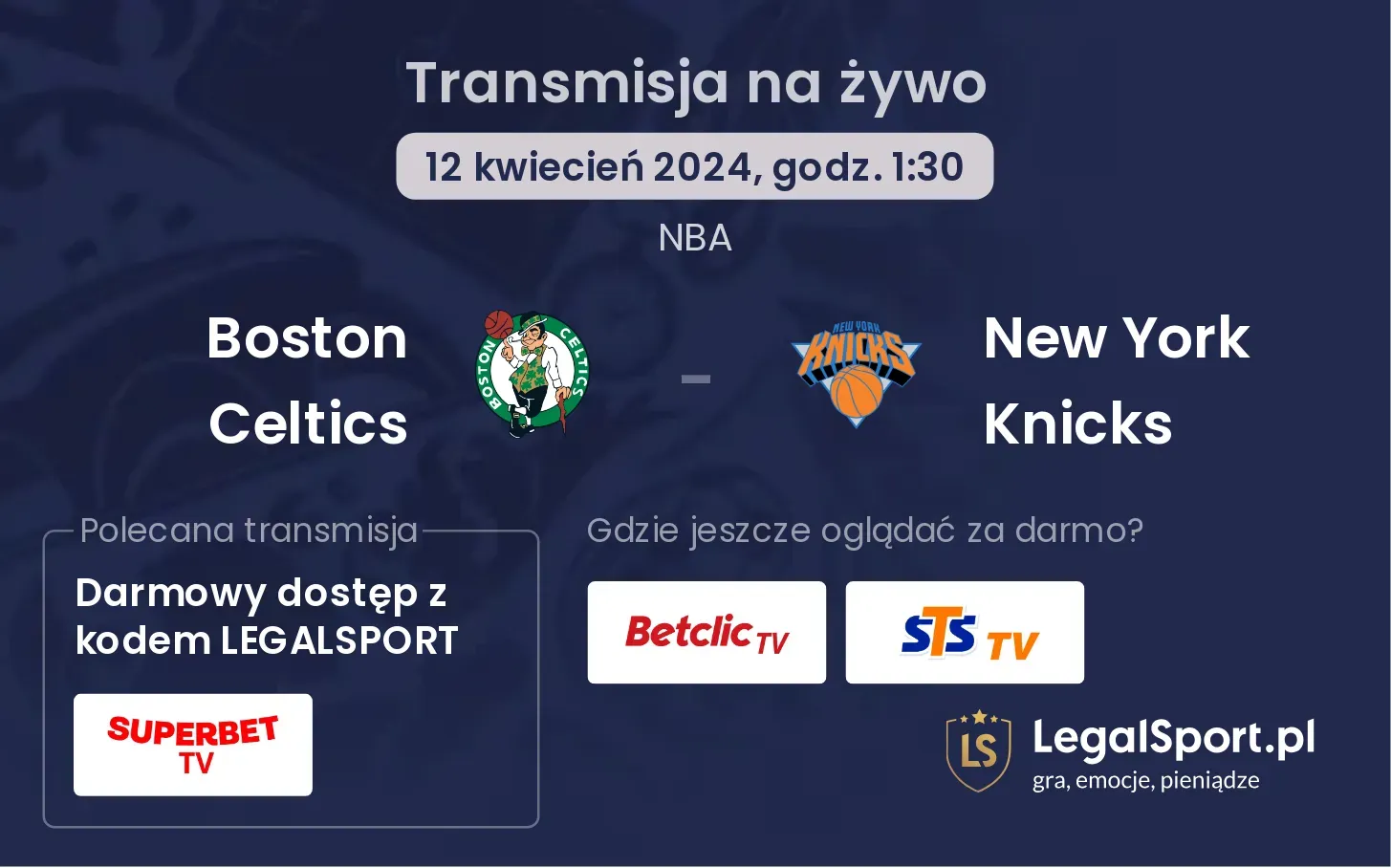 Boston Celtics - New York Knicks transmisja na żywo
