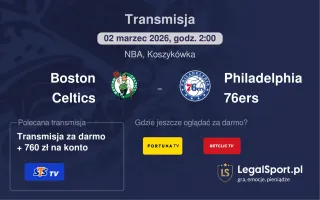 Boston Celtics - Philadelphia 76ers gdzie oglądać (02.03.2026)