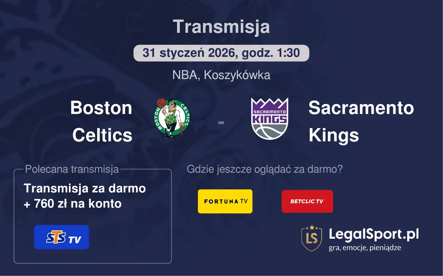 Boston Celtics - Sacramento Kings Transmisje