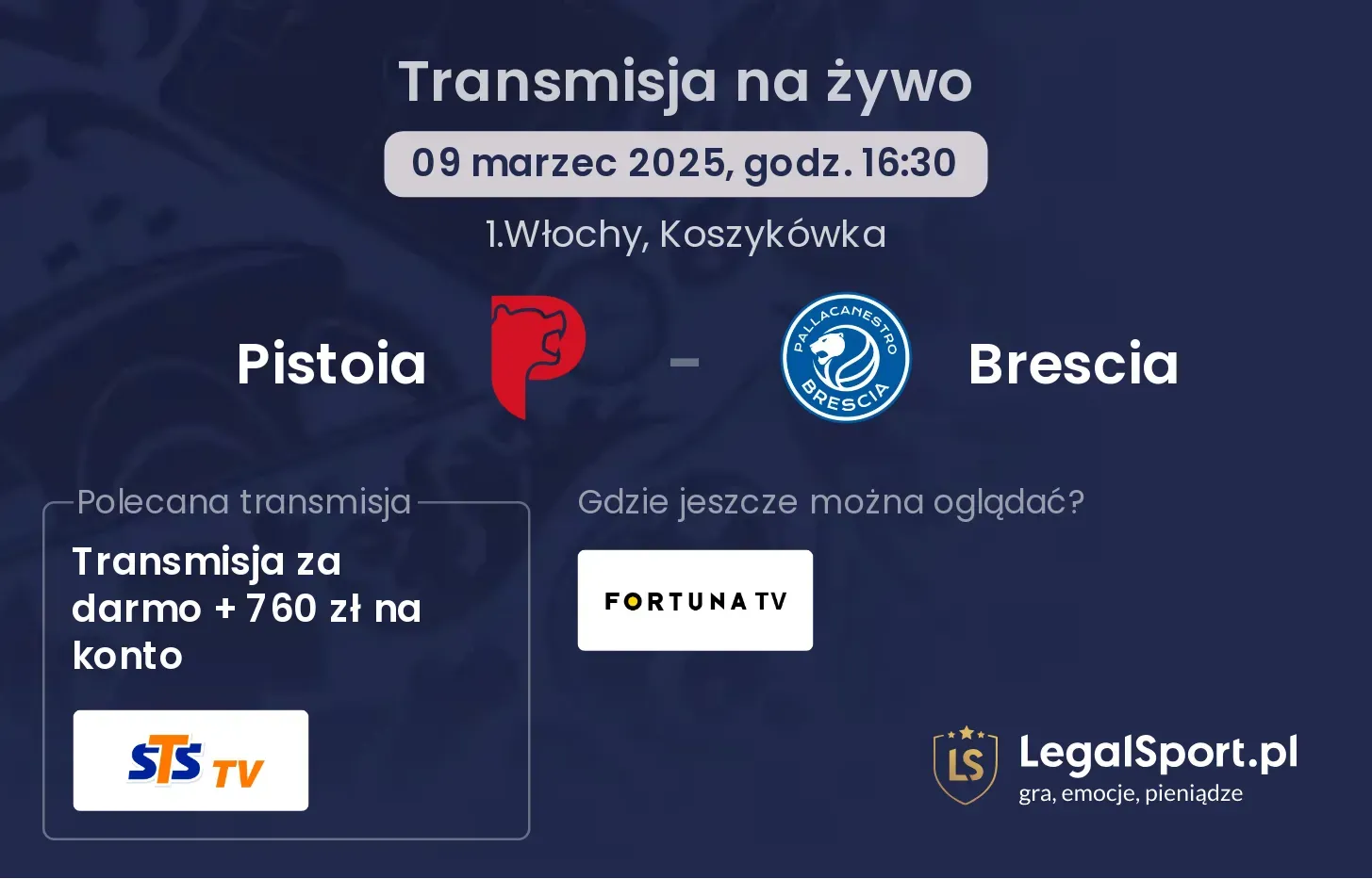 Pistoia - Brescia gdzie oglądać transmisję?