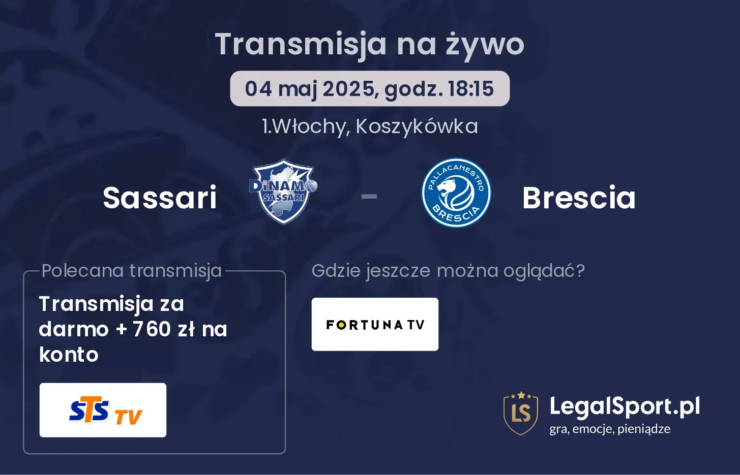Sassari - Brescia gdzie oglądać?