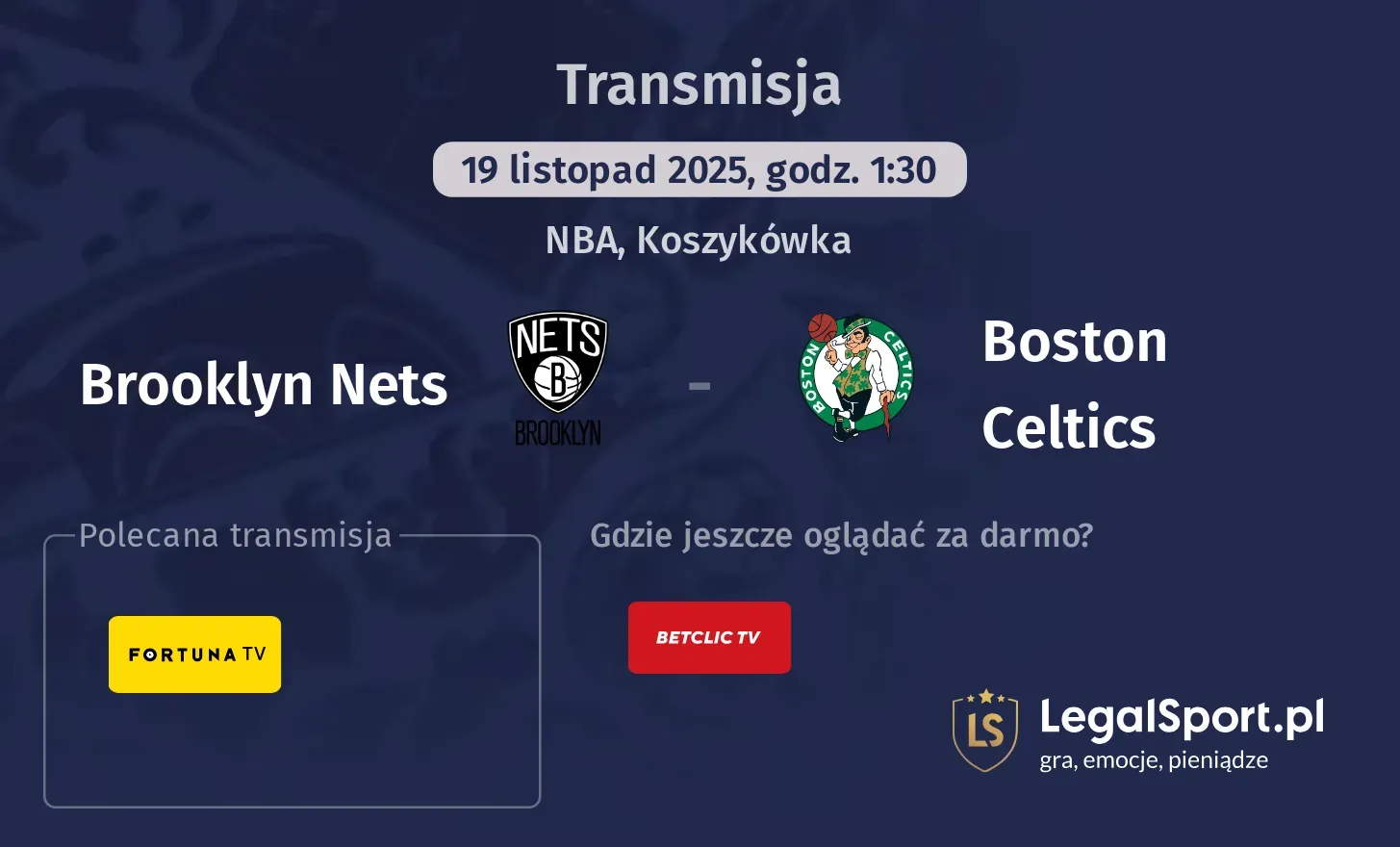 Brooklyn Nets - Boston Celtics Transmisje