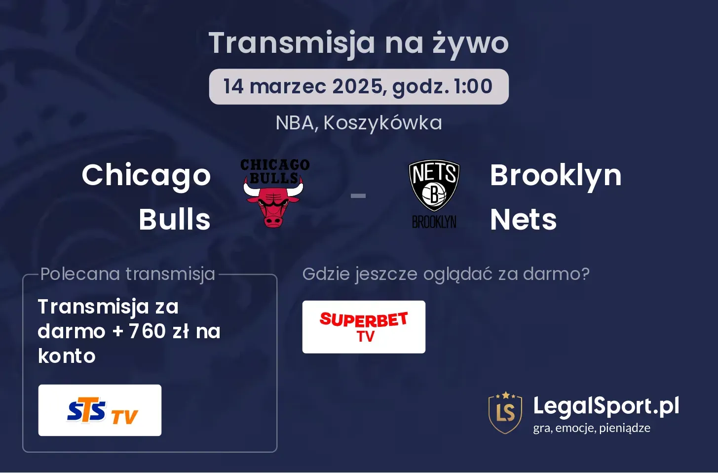 Chicago Bulls - Brooklyn Nets gdzie oglądać transmisję?