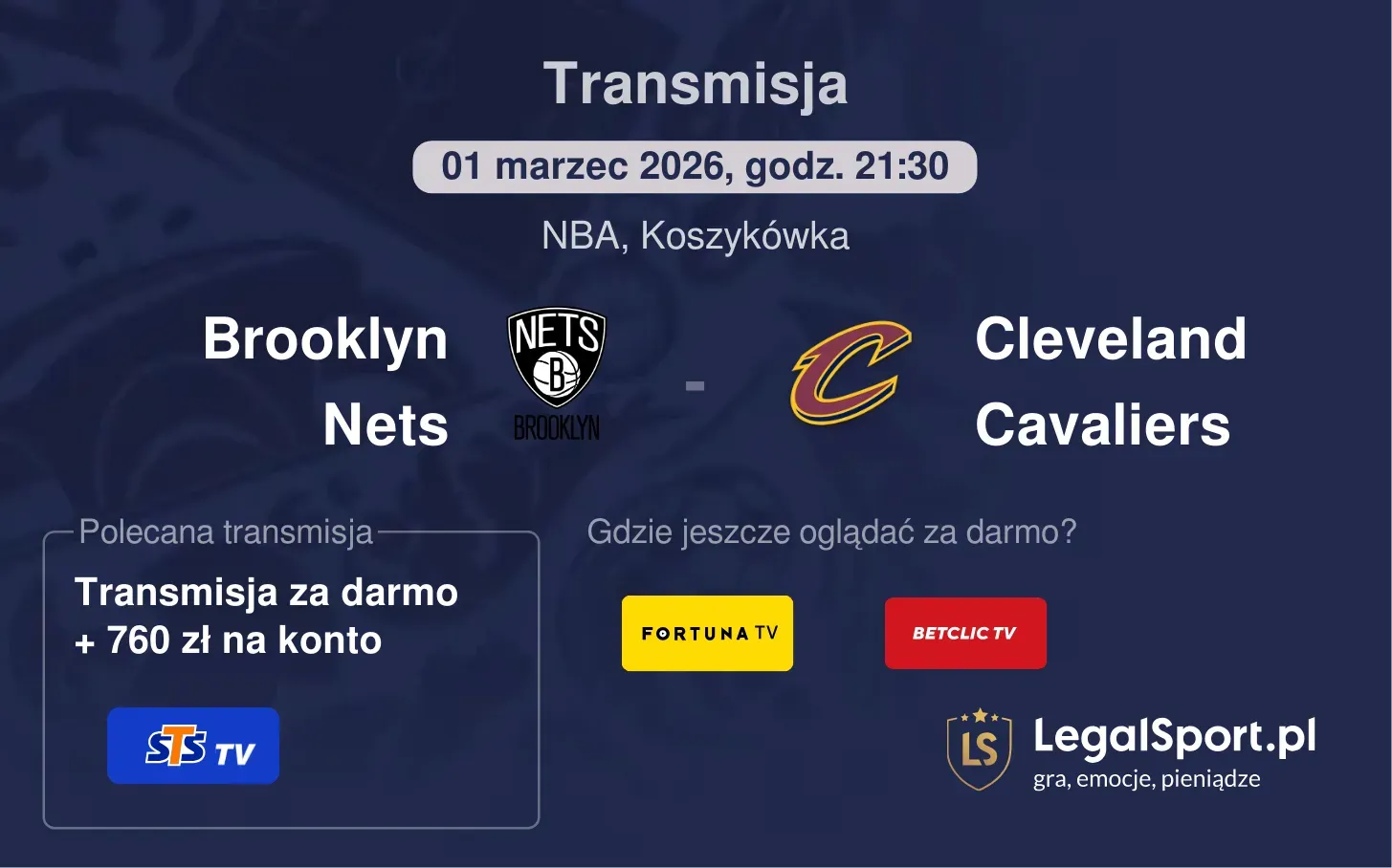 Brooklyn Nets - Cleveland Cavaliers Transmisje