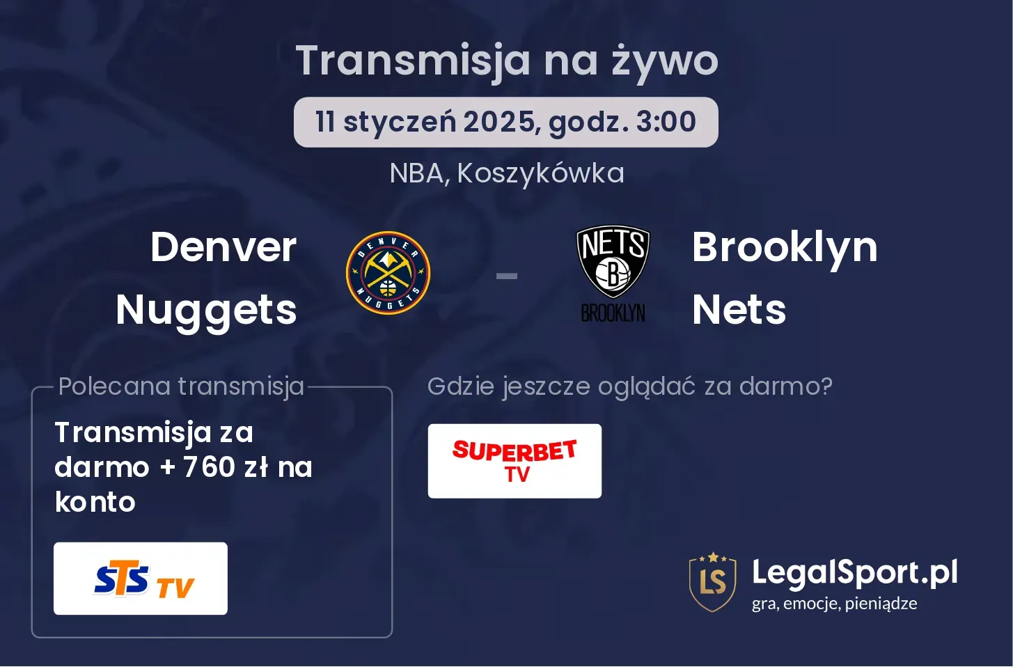 Denver Nuggets - Brooklyn Nets gdzie oglądać?