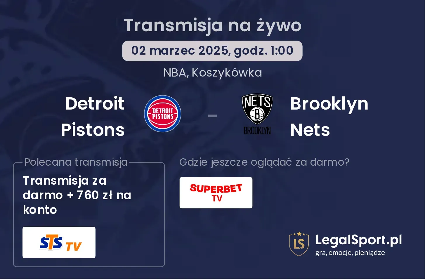 Detroit Pistons - Brooklyn Nets gdzie oglądać?
