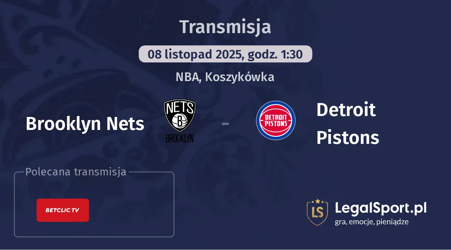 Brooklyn Nets - Detroit Pistons Transmisje