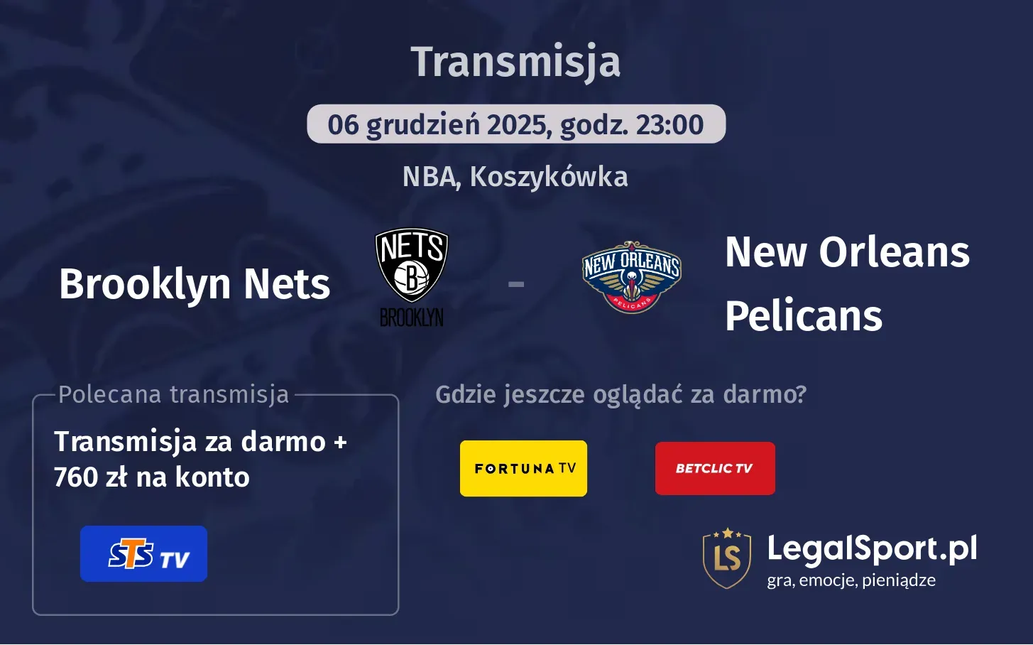 Brooklyn Nets - New Orleans Pelicans Transmisje