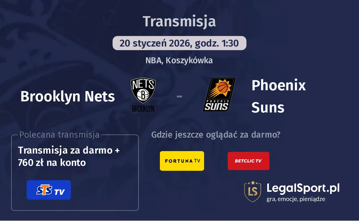 Brooklyn Nets - Phoenix Suns Transmisje