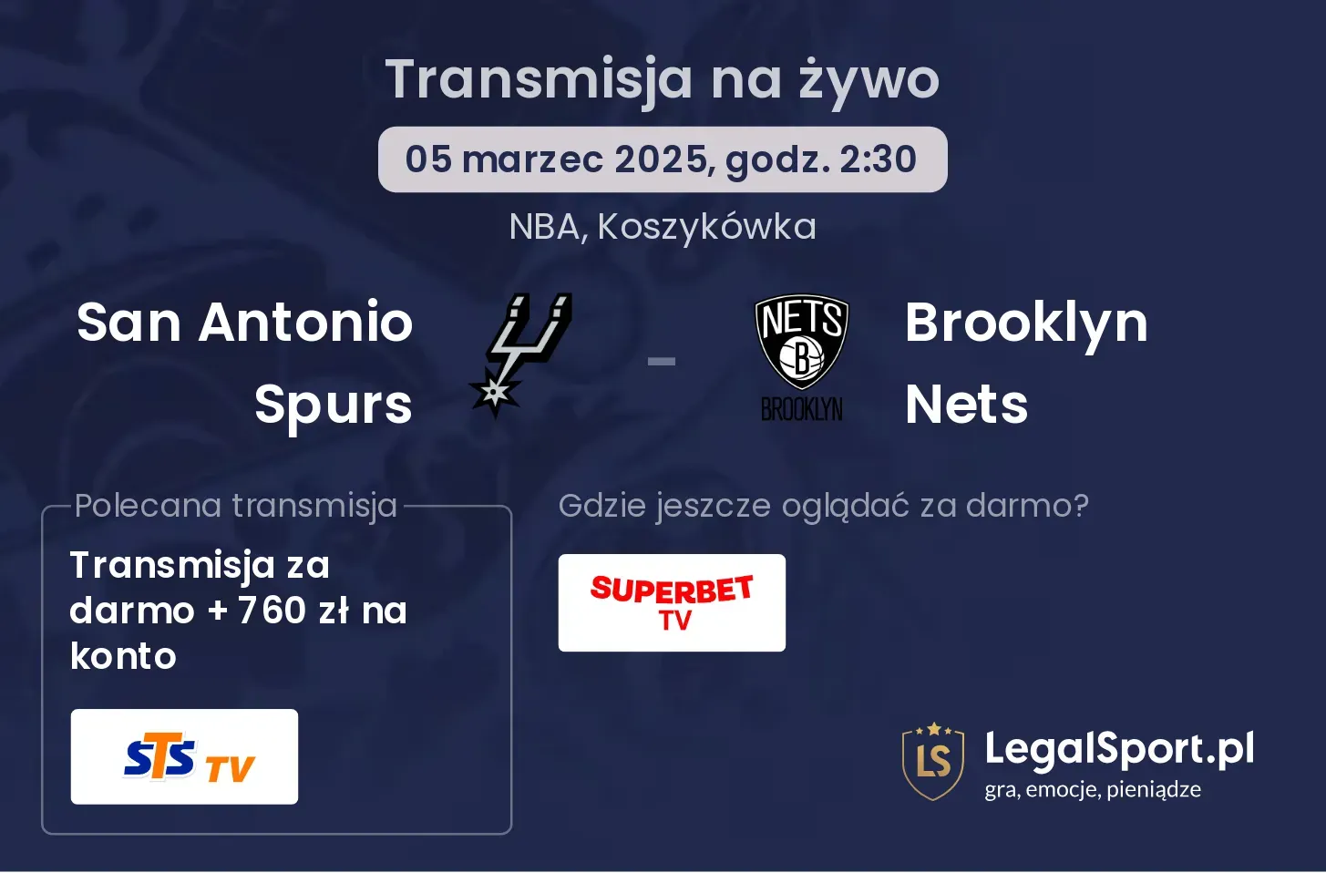 San Antonio Spurs - Brooklyn Nets gdzie oglądać?
