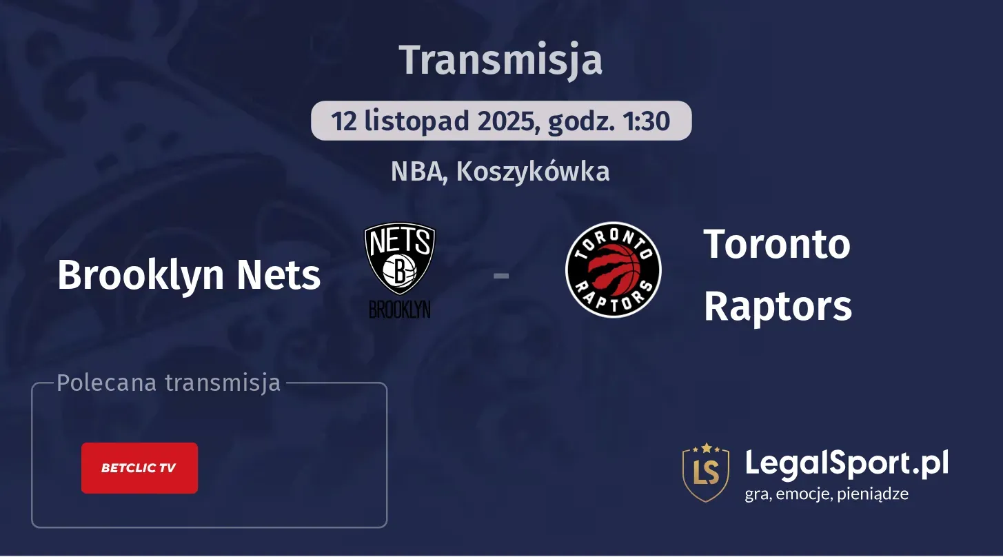 Brooklyn Nets - Toronto Raptors Transmisje