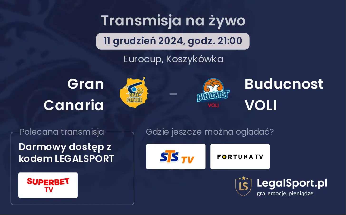 Gran Canaria - Buducnost VOLI gdzie oglądać?