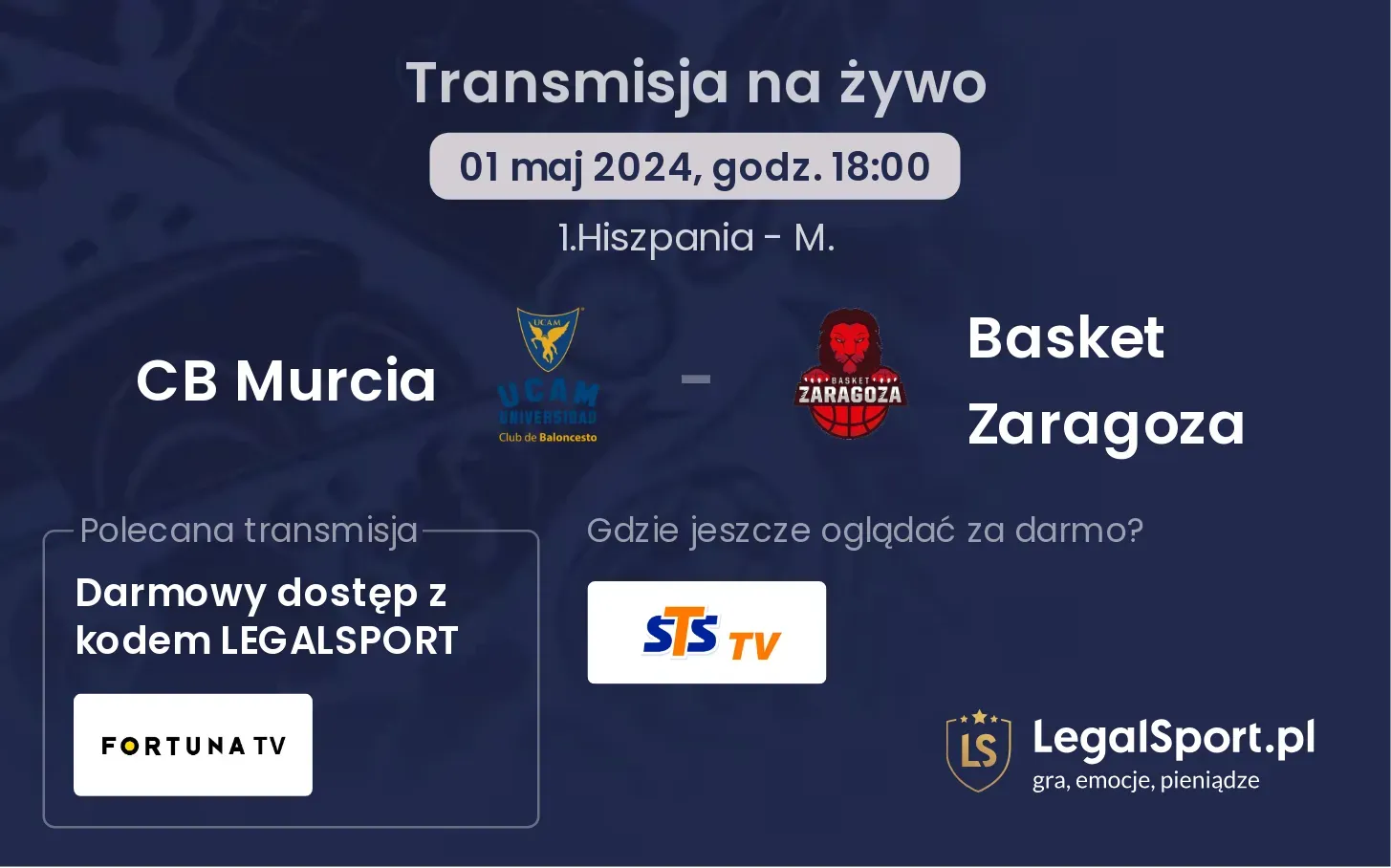 CB Murcia - Basket Zaragoza transmisja na żywo