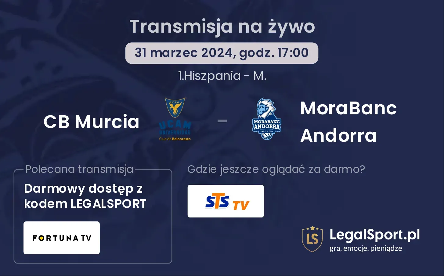 CB Murcia - MoraBanc Andorra transmisja na żywo