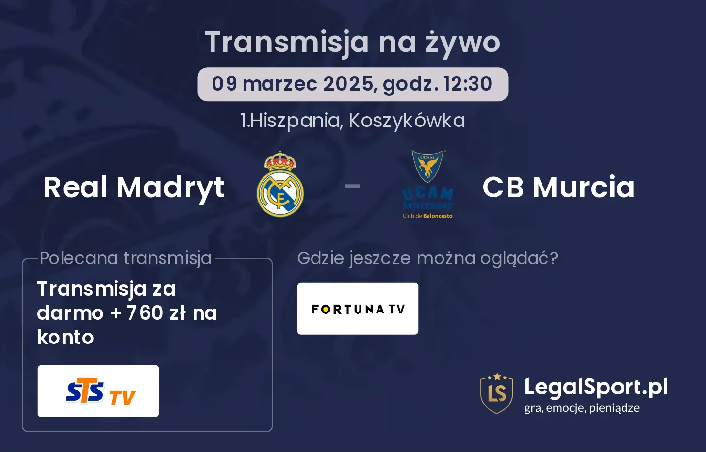 Real Madryt - CB Murcia gdzie oglądać transmisję?