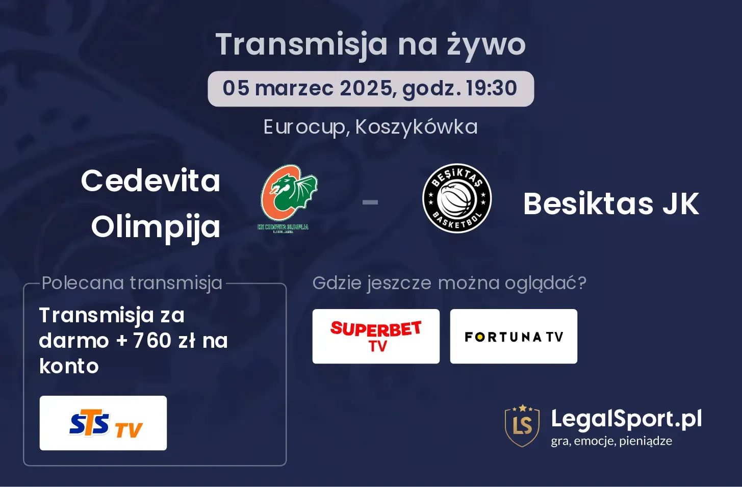 Cedevita Olimpija - Besiktas JK gdzie oglądać?