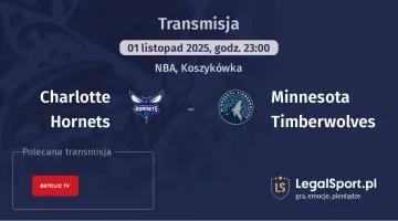 Charlotte Hornets - Minnesota Timberwolves gdzie oglądać? (01.11)