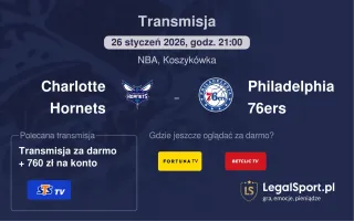 Charlotte Hornets - Philadelphia 76ers gdzie oglądać? (26.01)
