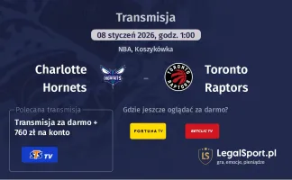 Charlotte Hornets - Toronto Raptors gdzie oglądać? (08.01)