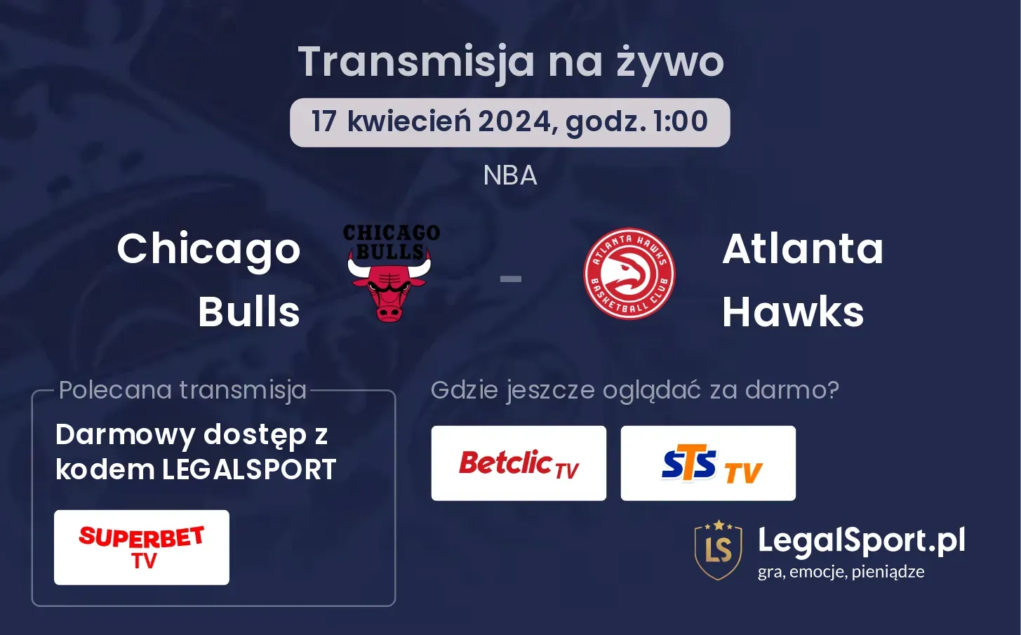 Chicago Bulls - Atlanta Hawks transmisja na żywo
