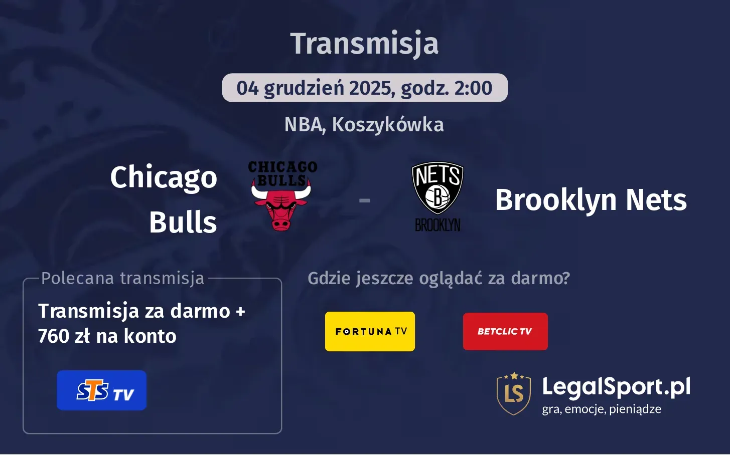 Chicago Bulls - Brooklyn Nets Transmisje