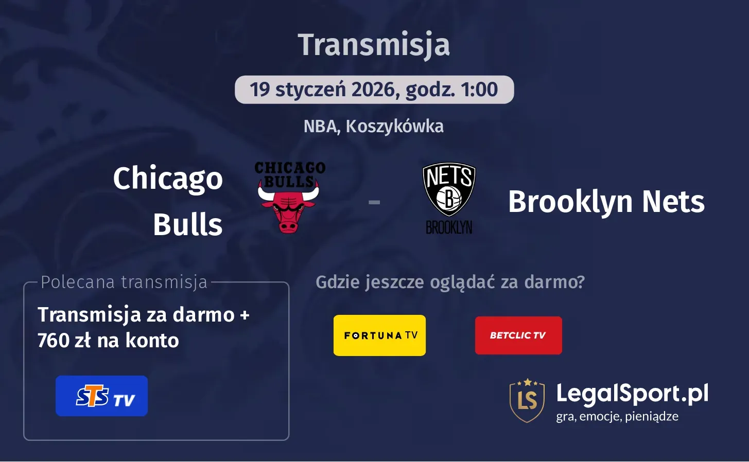 Chicago Bulls - Brooklyn Nets Transmisje