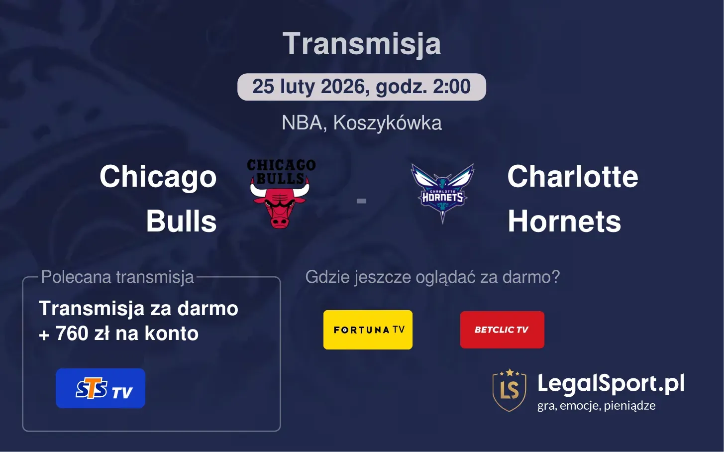 Chicago Bulls - Charlotte Hornets Transmisje
