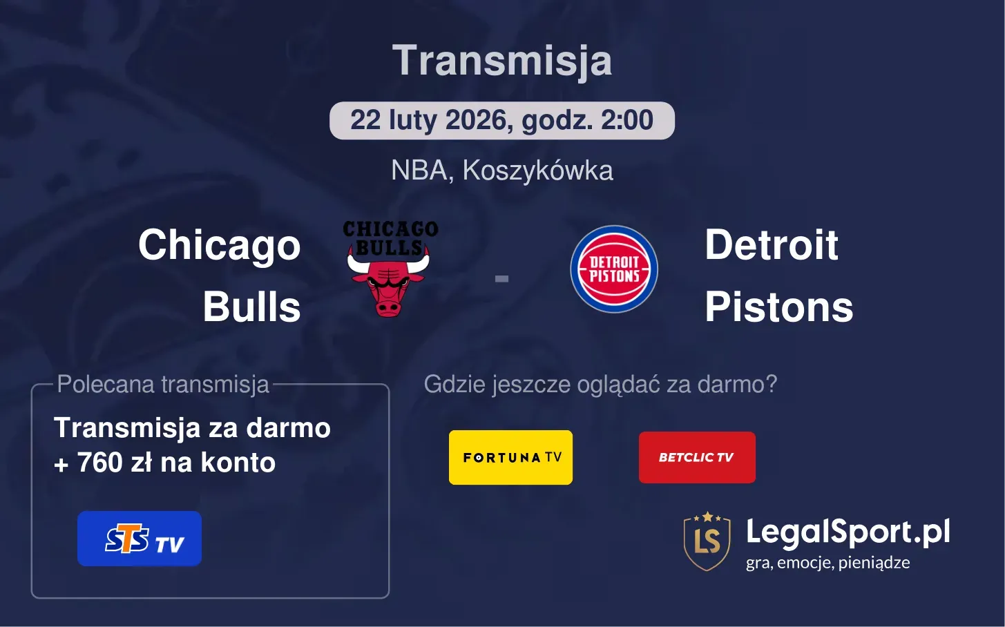 Chicago Bulls - Detroit Pistons Transmisje