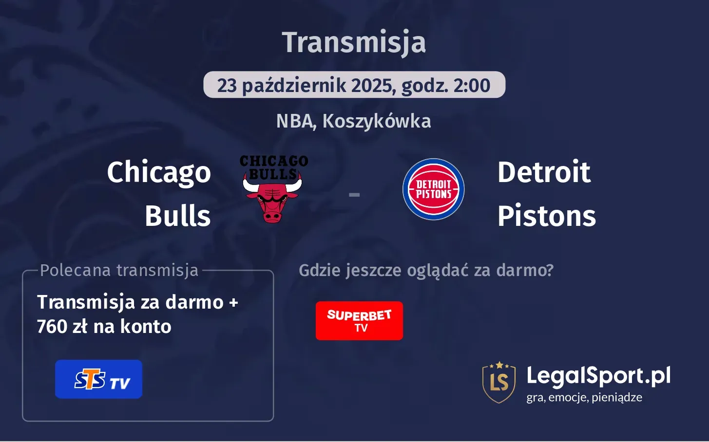 Chicago Bulls - Detroit Pistons gdzie oglądać?