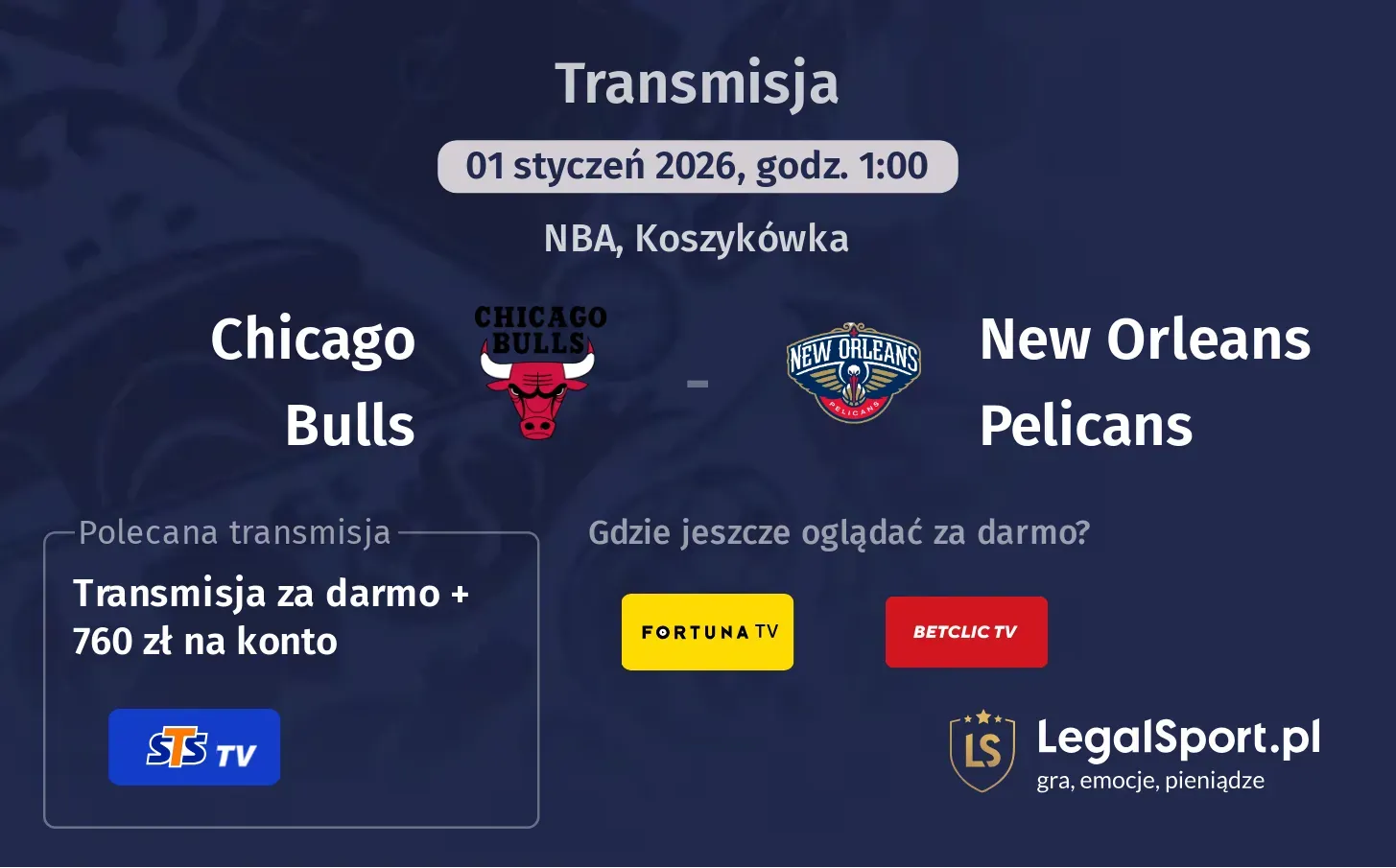 Chicago Bulls - New Orleans Pelicans Transmisje