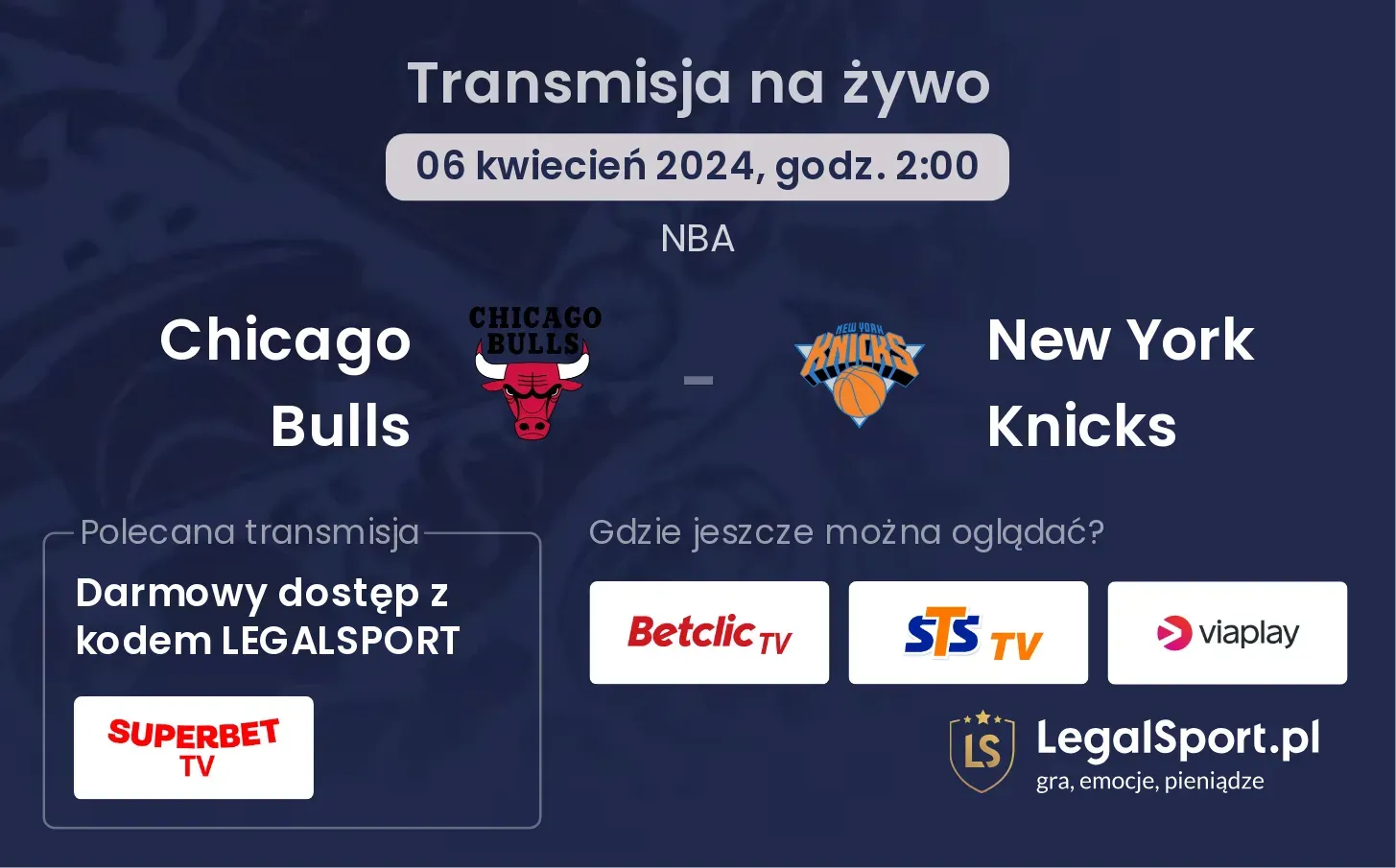 Chicago Bulls - New York Knicks transmisja na żywo