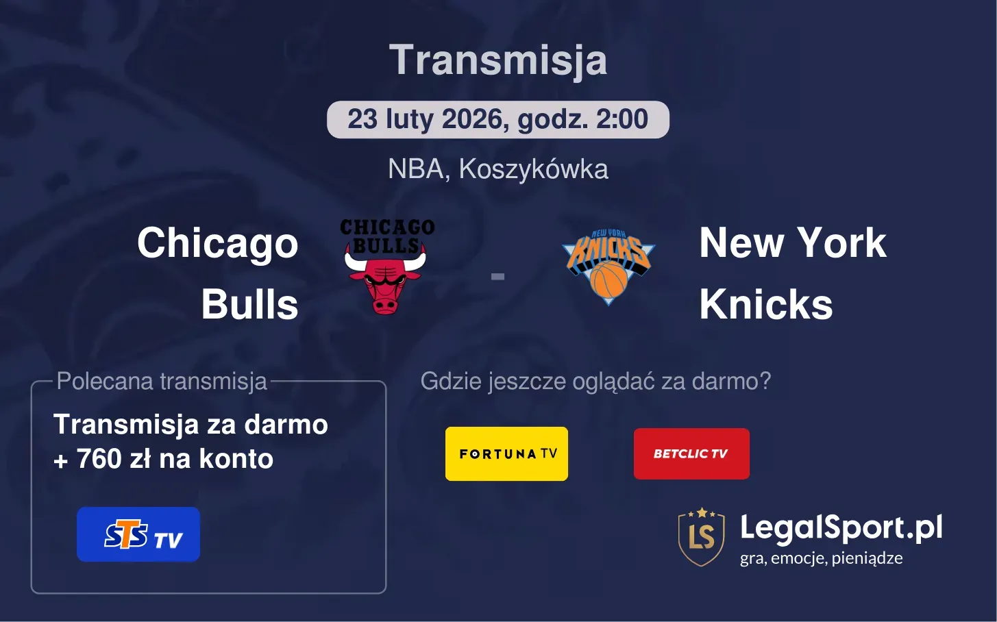 Chicago Bulls - New York Knicks Transmisje
