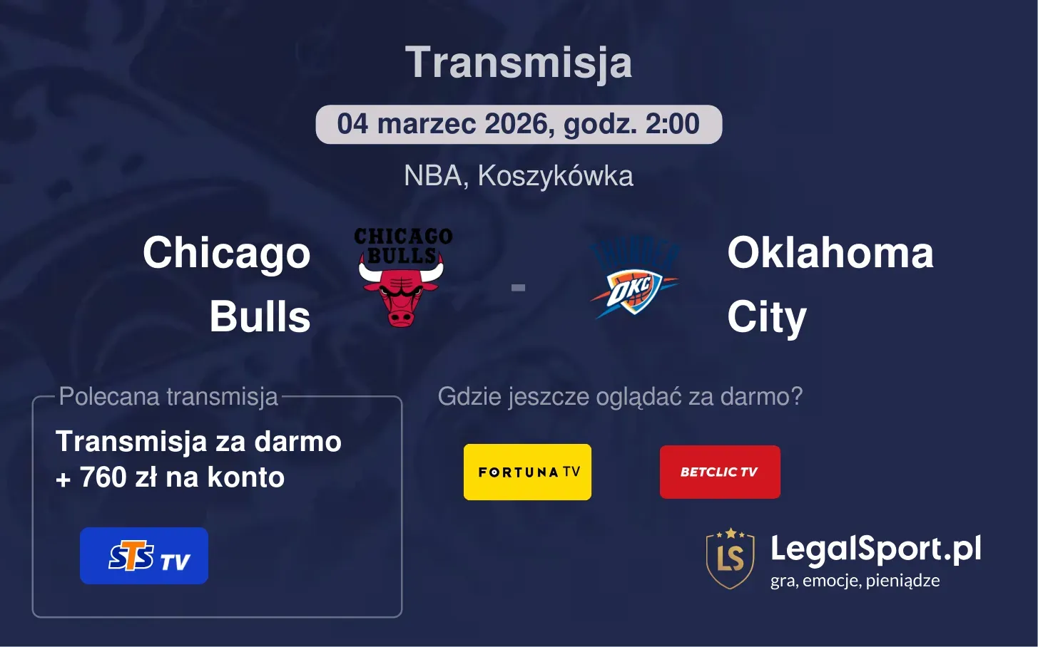 Chicago Bulls - Oklahoma City Transmisje