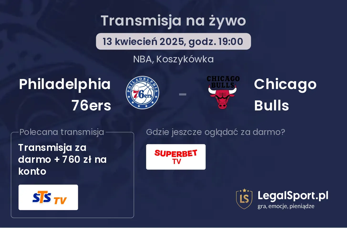 Philadelphia 76ers - Chicago Bulls gdzie oglądać transmisję?