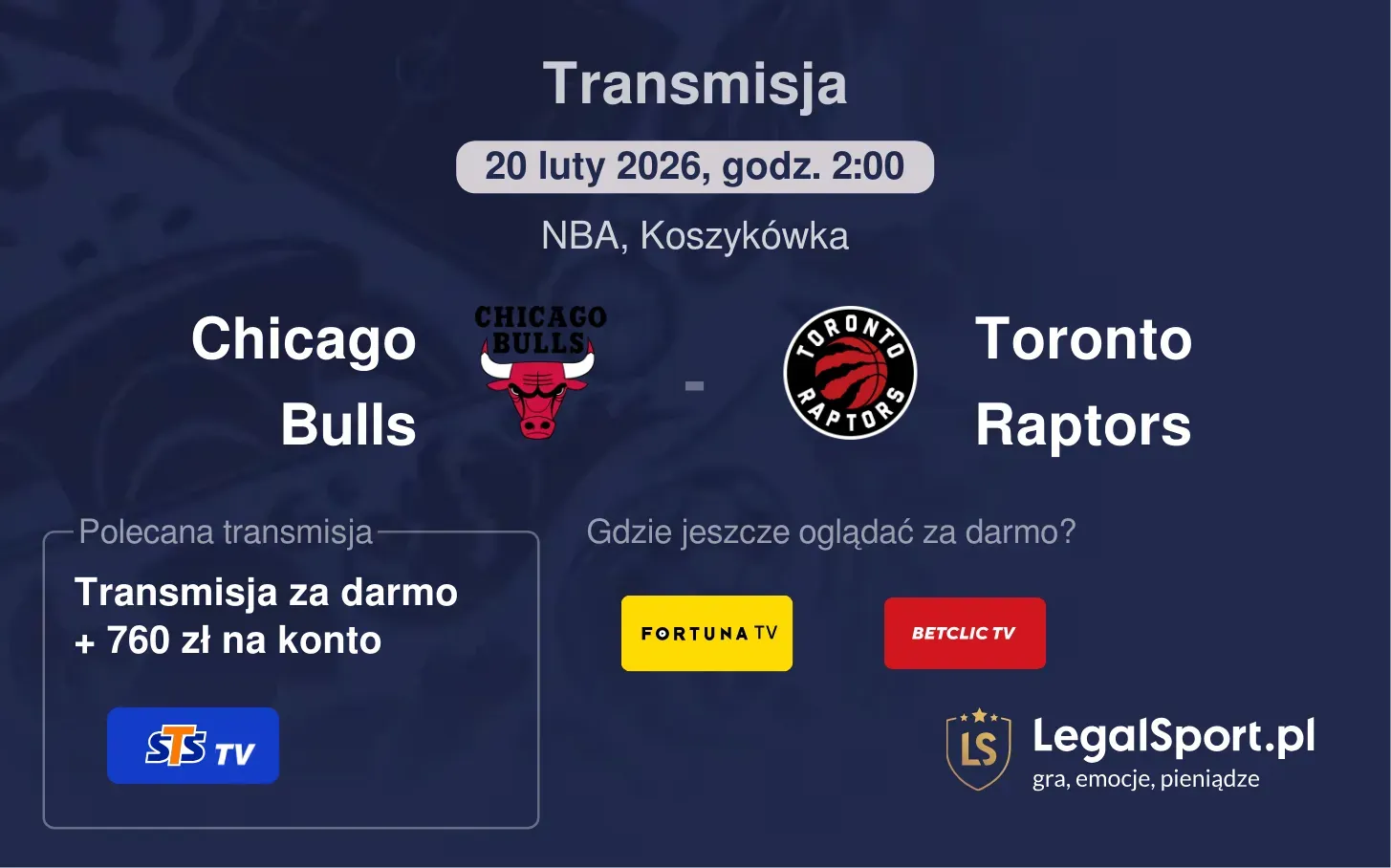 Chicago Bulls - Toronto Raptors Transmisje