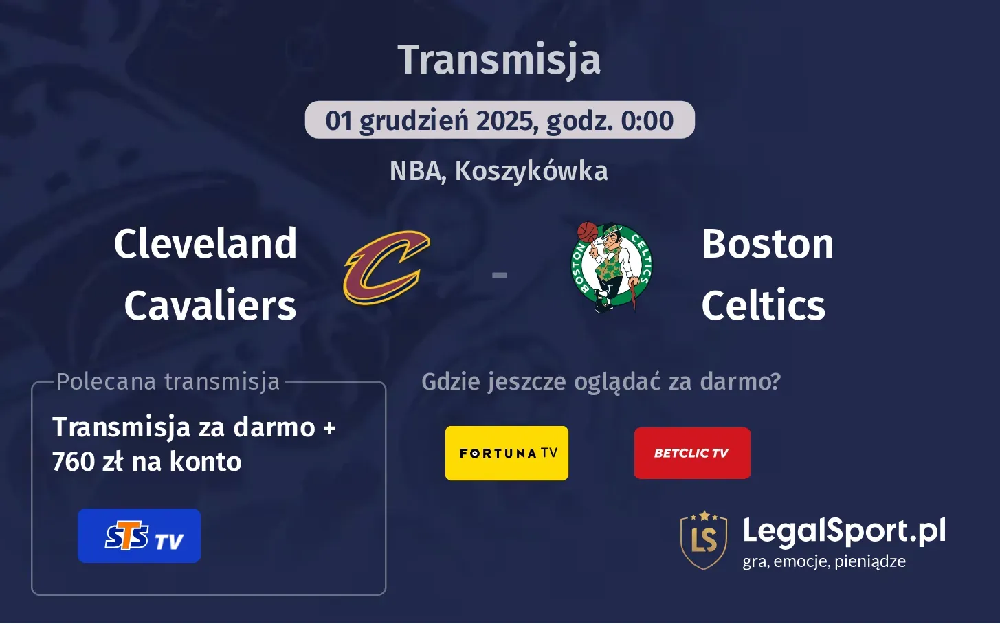 Cleveland Cavaliers - Boston Celtics Transmisje