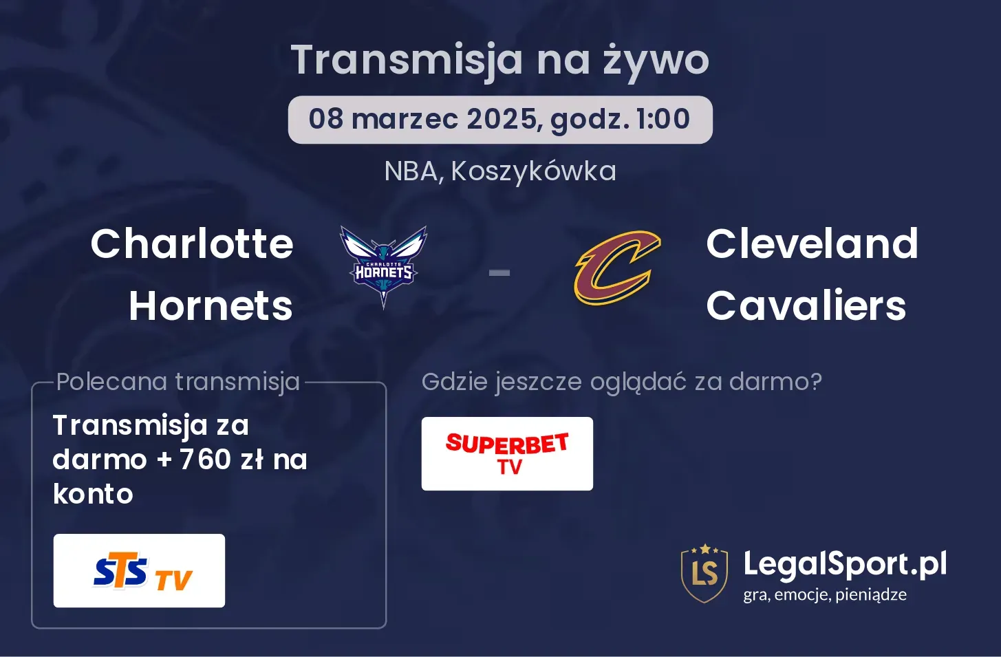 Charlotte Hornets - Cleveland Cavaliers gdzie oglądać?