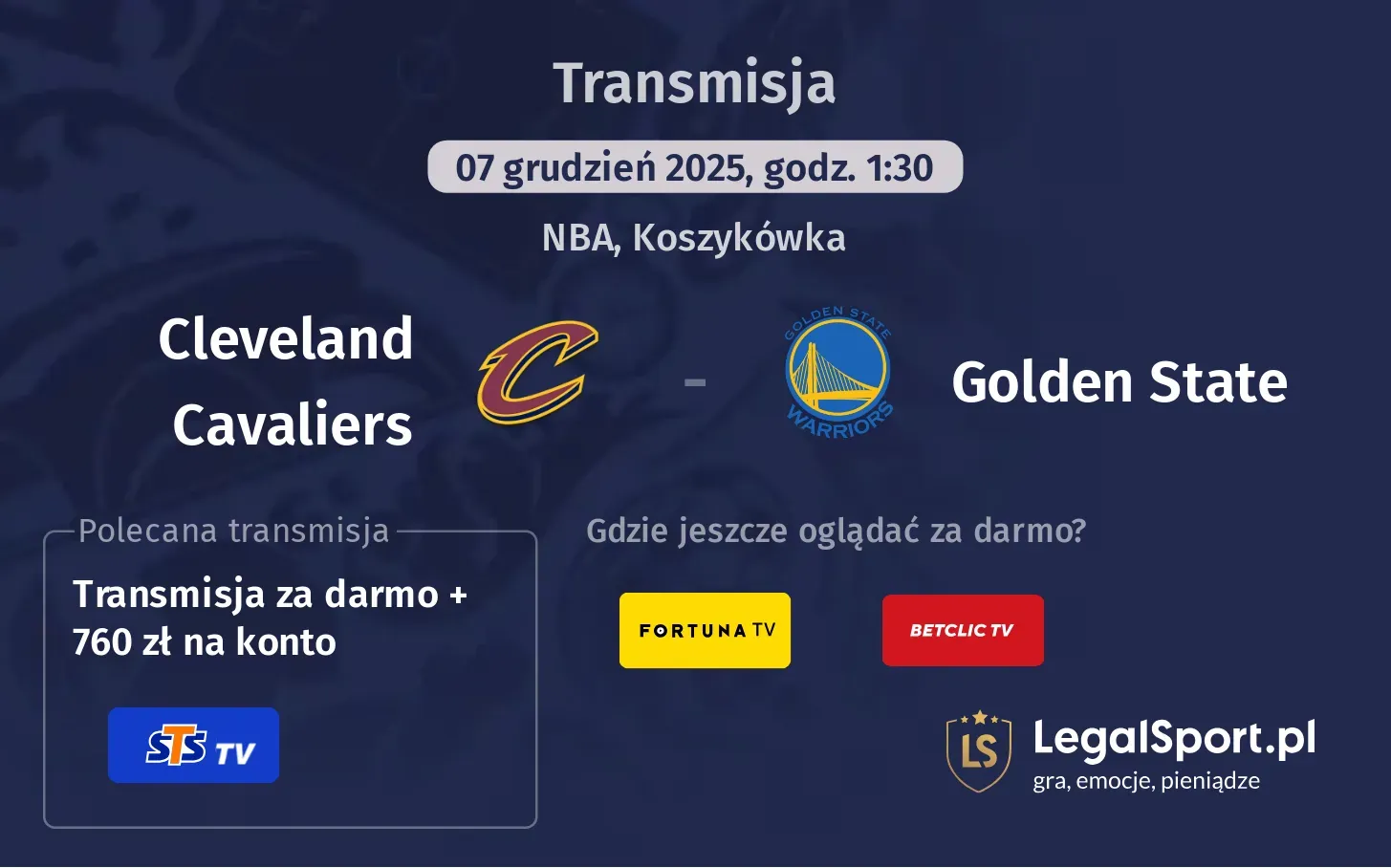 Cleveland Cavaliers - Golden State Transmisje