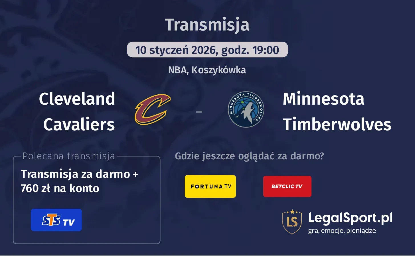 Cleveland Cavaliers - Minnesota Timberwolves Transmisje